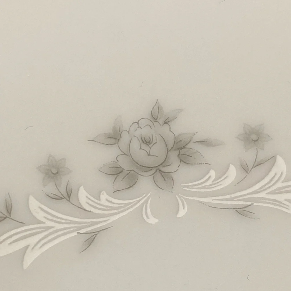 Sango China Japan JULIE 5 round dinner plates 10.5 inch gray floral pattern